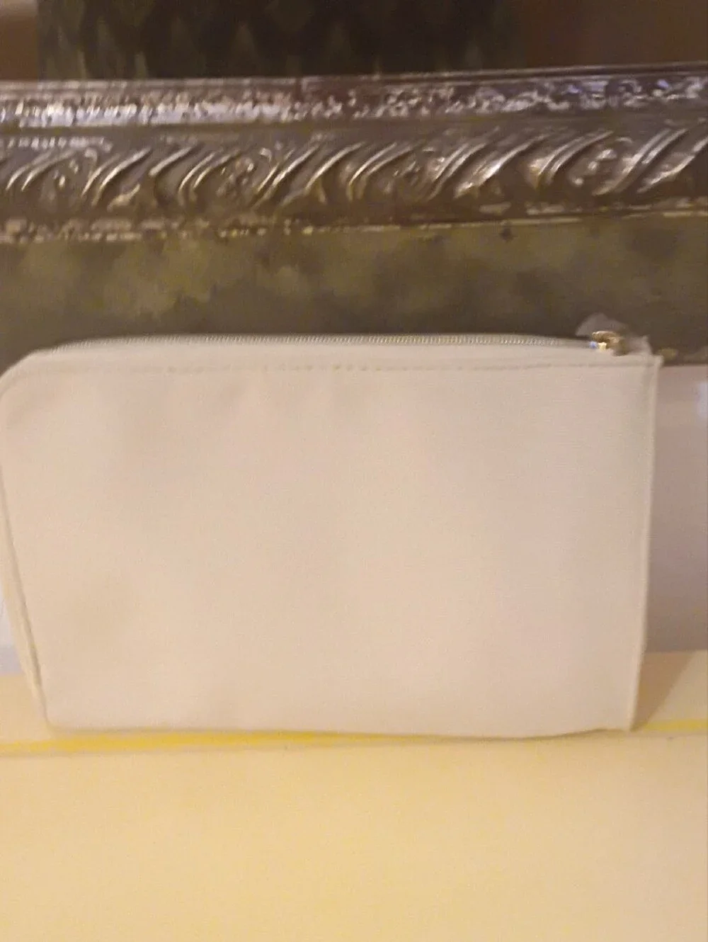Dior Cream Embossed Logo Cosmetic Pouch